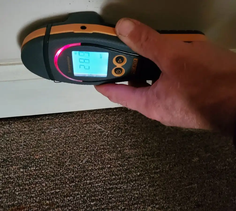 Moisture detection at baseboard during Sewage Cleanup & Sanitation in Barbecue